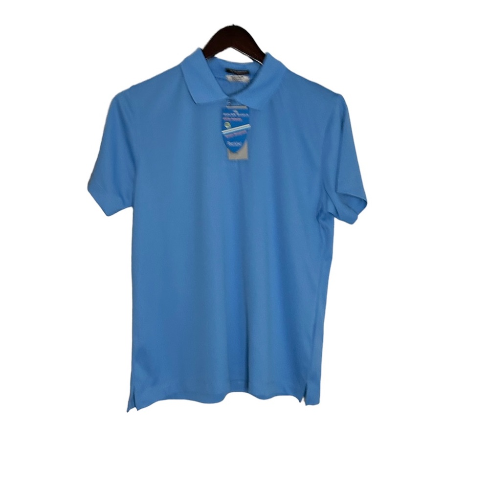 River's End UPF 30+ Solar Shield Blue Polo Shirt Womens Top Medium NEW NWT